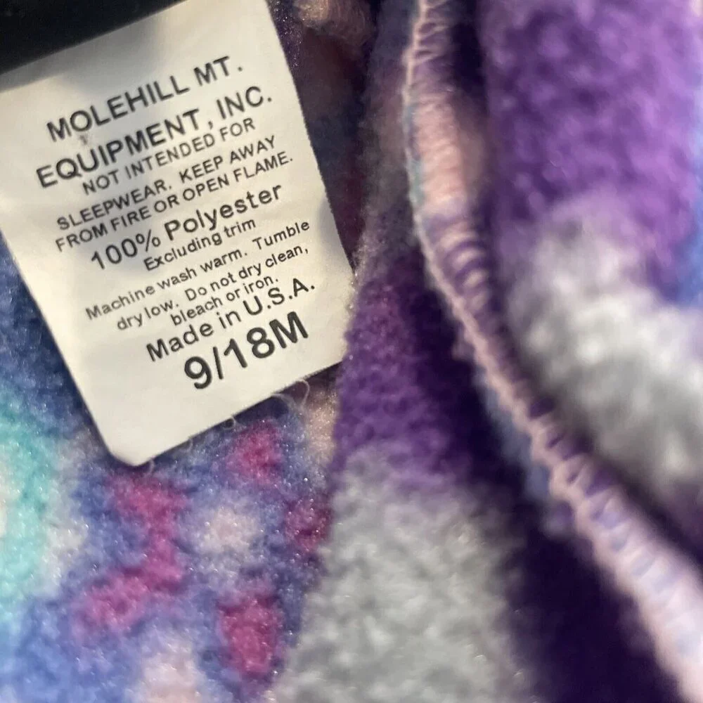 MOLEHILL SNOW SUIT FLEECE 1 PIECE BUNTING HOOD INFANT GIRL 9 18 MONTH Purple